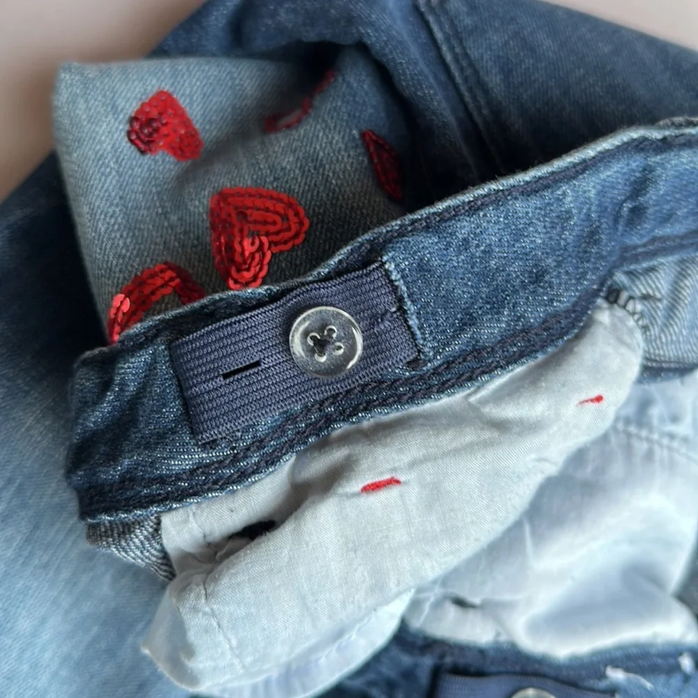 Gymboree Girls Boyfriend Jeans Size 8 Sequin Heart Medium Wash NWOT